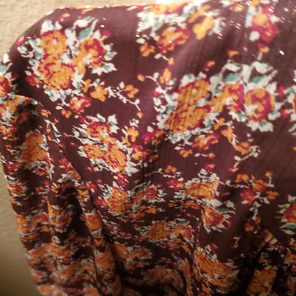 Charles Henry Brown Floral Long Sleeve Lined Dress - Picture 9 of 9